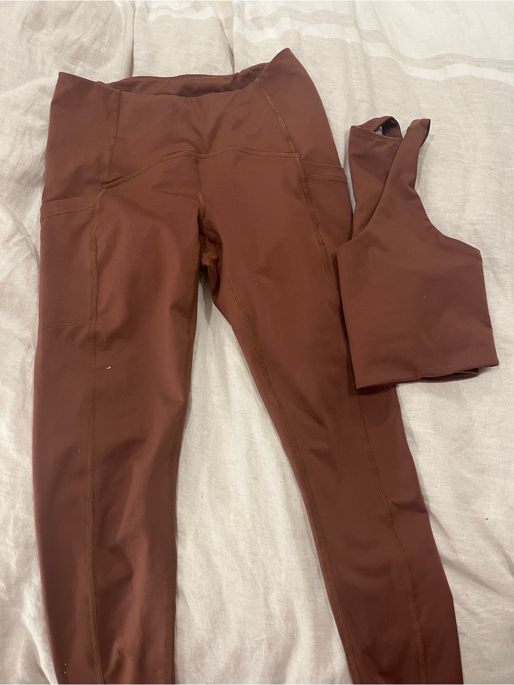 Zella Rust Brown High-Rise Legging & Crop Tank Set
